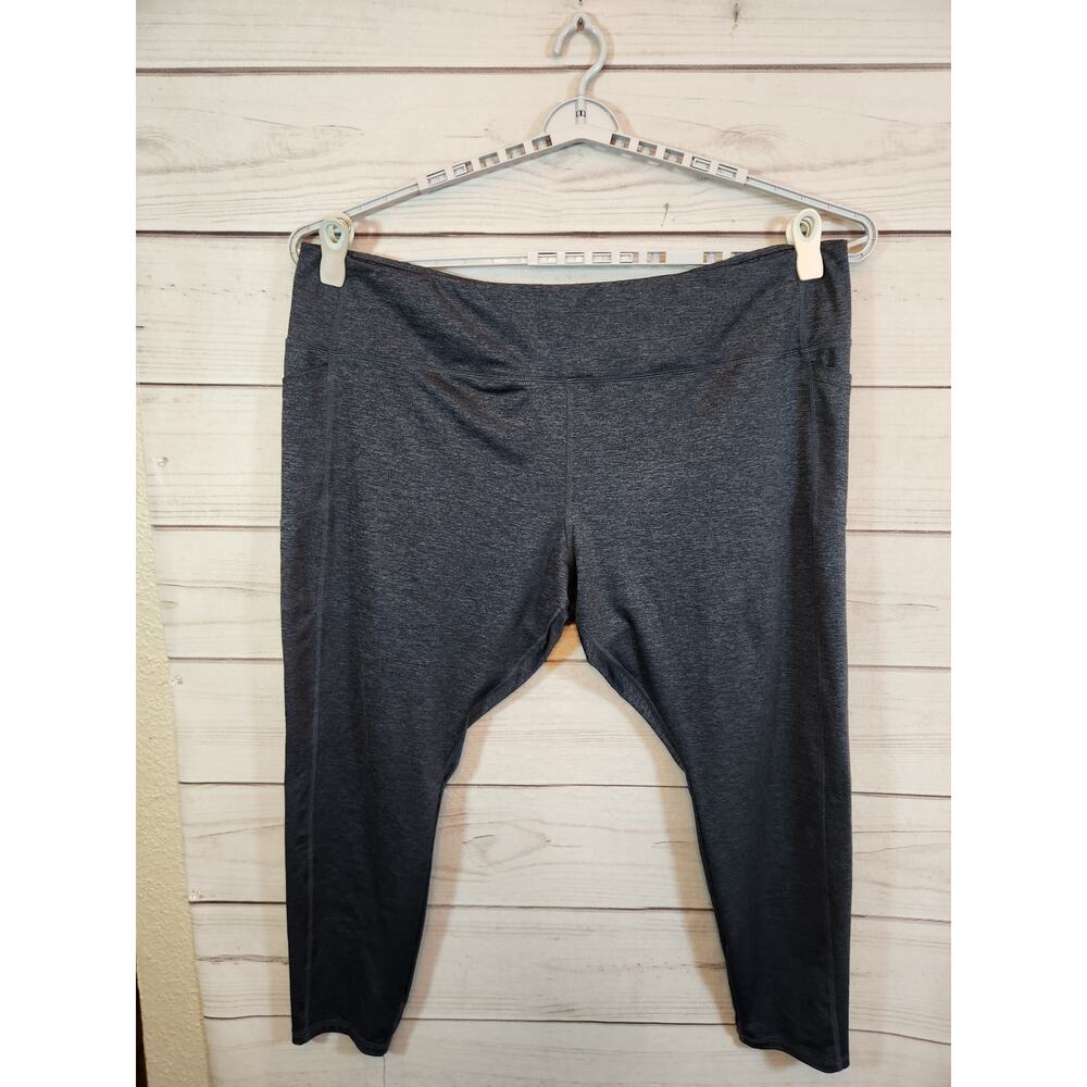 Avia Women's Gray Black Stretch Elastic Waist High Rise Cropped Leggings Size 4X